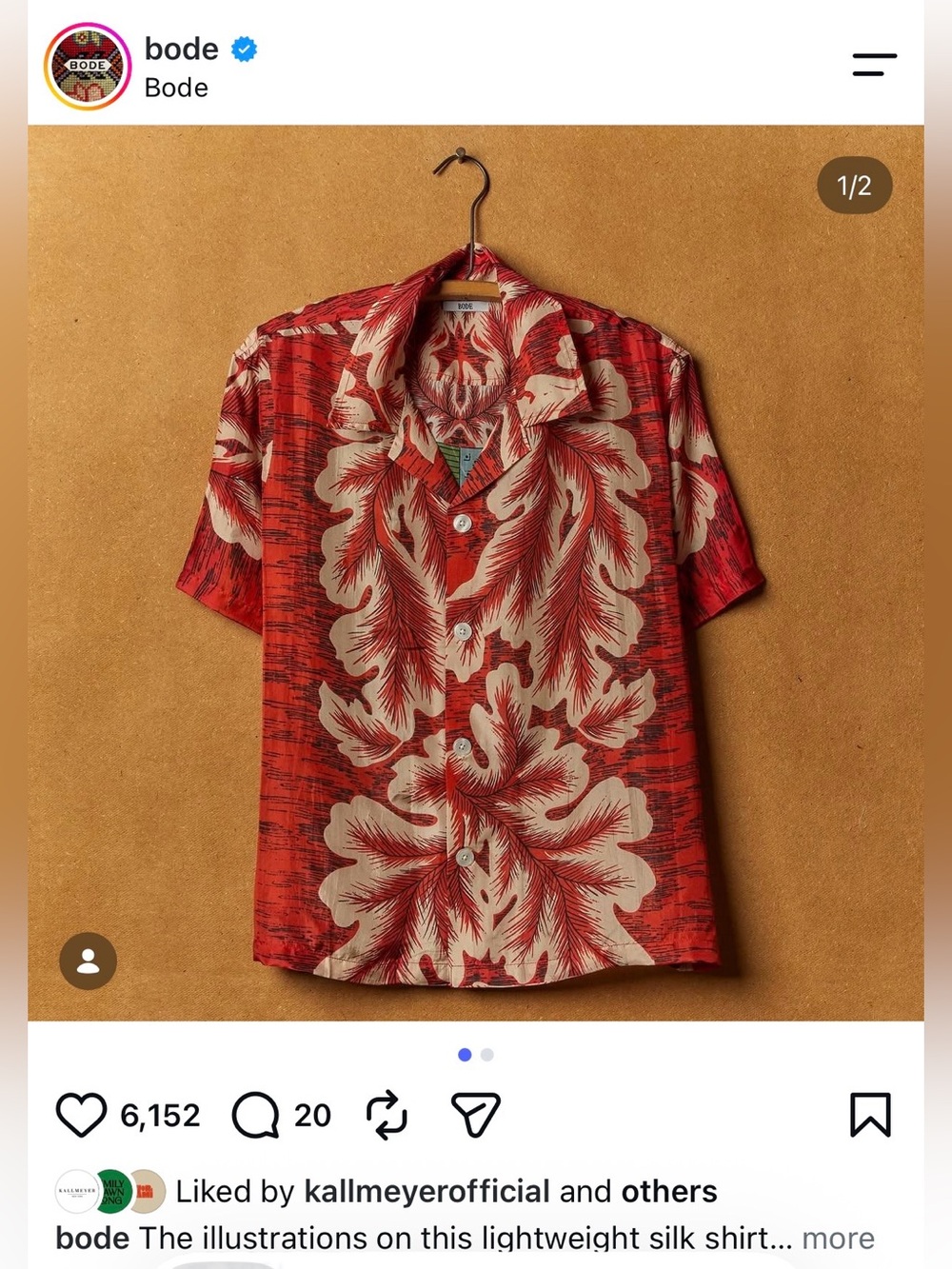 Bode Red Floral Silk Button Down Shirt